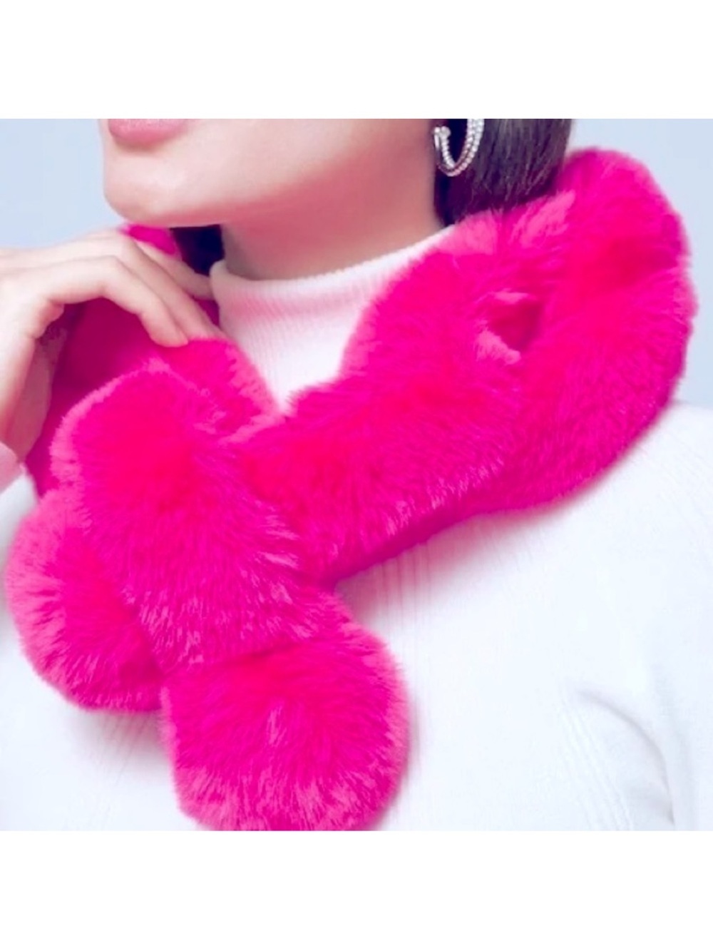 White House Black Market Pink Faux Fur neck warmer scarf